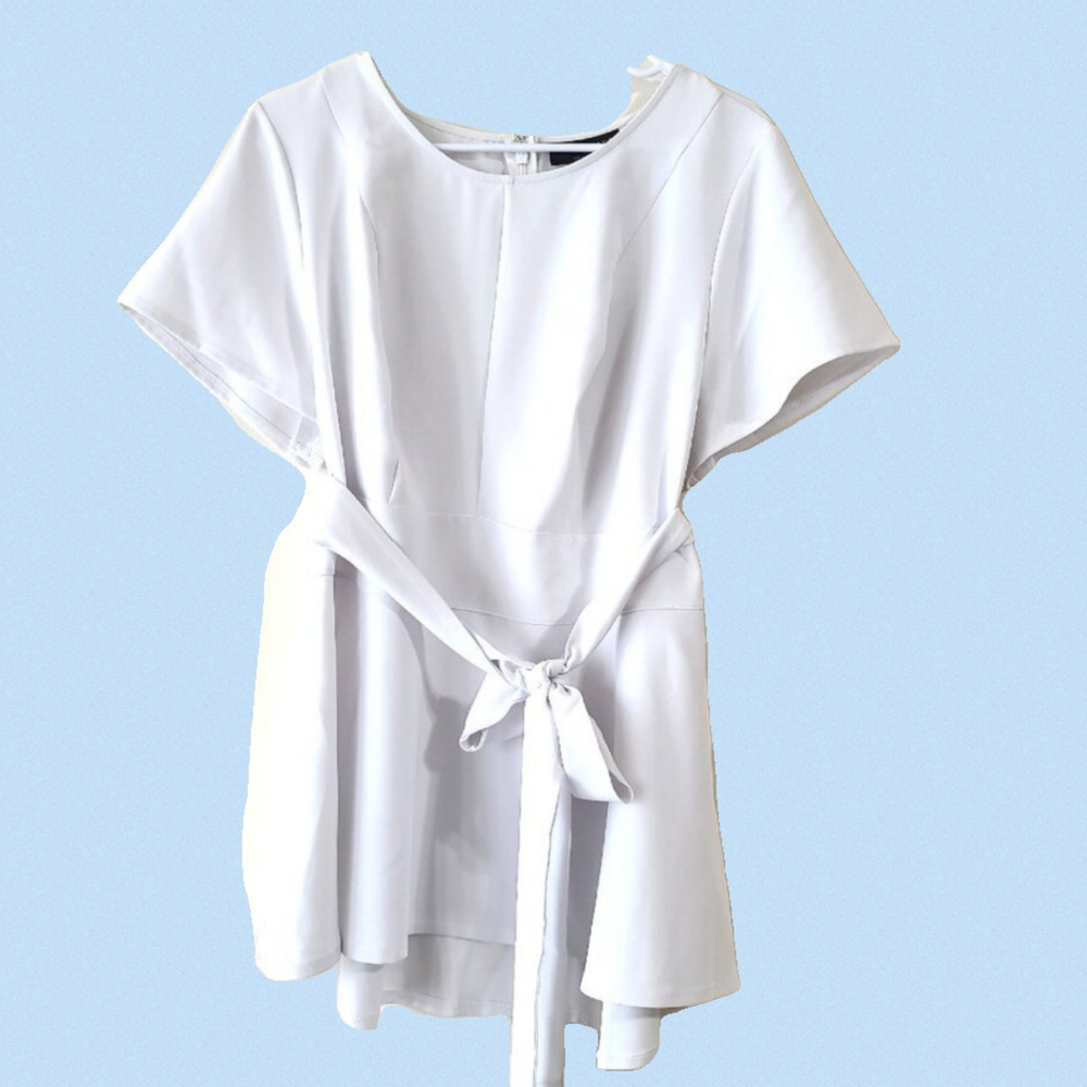 Lane Bryant White Peplum Blouse - Picture 3 of 4
